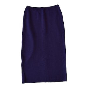 Vintage Dark Purple Wool Knit High Waist Midi Skirt Size Small Medium