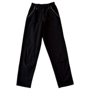 Vintage 80s Bedazzled Black Denim High Rise Jeans XS