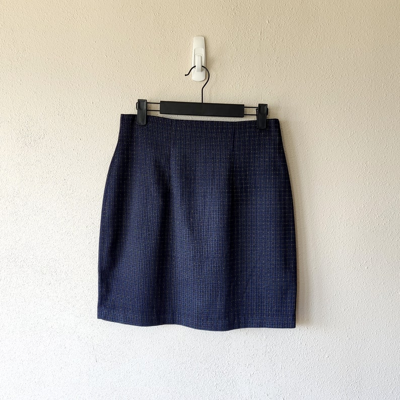 Classic 90s Navy Blue Plaid Mini Skirt Vintage Chic Fashion - Etsy