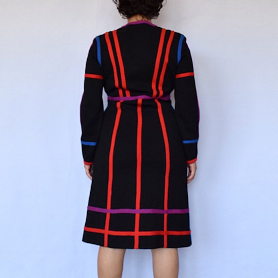 80s knits by don vintage black striped wool butto… - image 3