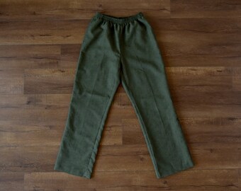 olive green elastic waist petite pants size small