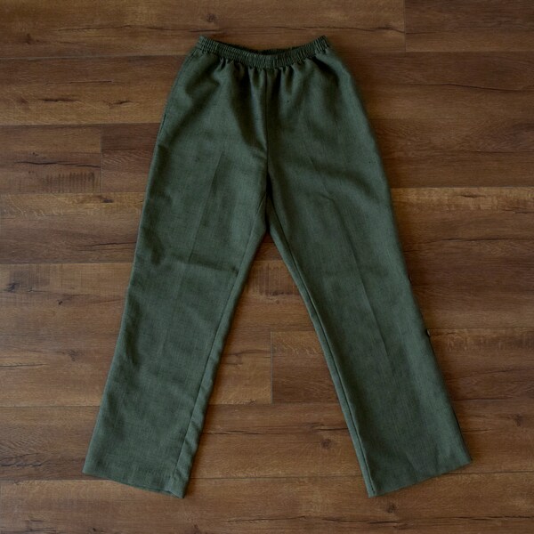 olive green elastic waist petite pants size small