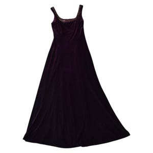 Vintage 90s Elegant Dark Purple Velvet Evening Gown Size 8