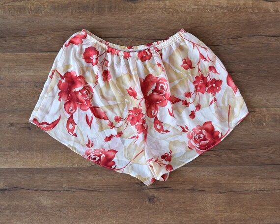 red floral chiffon sheer shorts - image 4