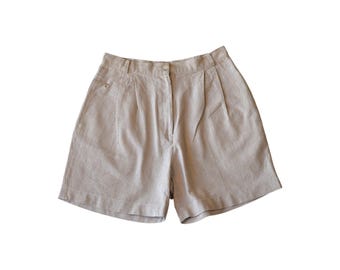 Vintage Creme gestreifte Plissee Shorts XS Küsten Preppy