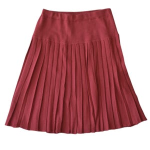 Vintage Deadstock Pink Knit Pleated Midi Skirt Size Large – 80s Preppy Mod Style