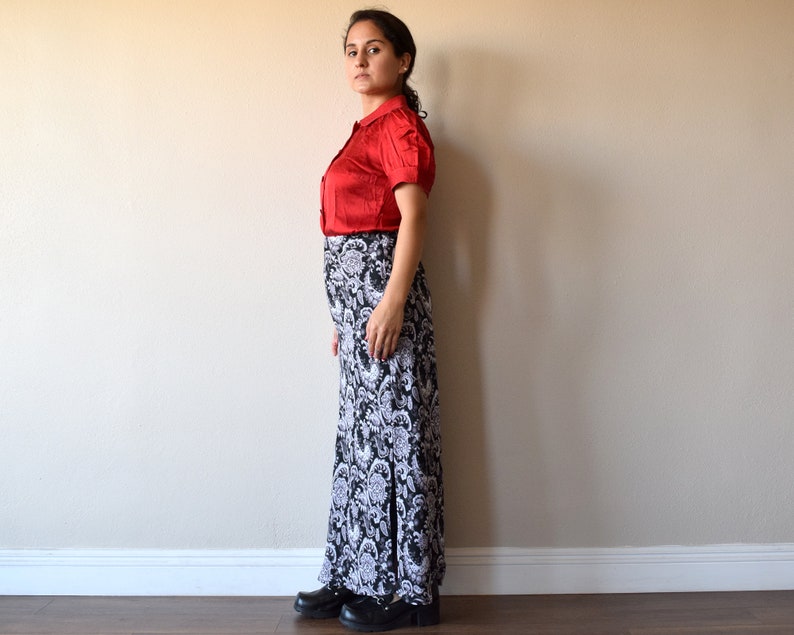 90s Paisley Skirt Chiffon Maxi Skirt Size Large