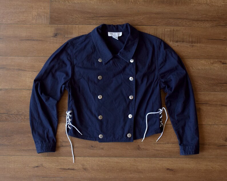 Y2k Navy Blue Utility Casual Jacket Size Small Petite Etsy Australia