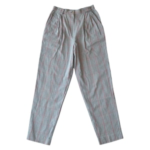 Vintage High-Waisted Plaid Cotton Trousers: Made in USA, Size 6-8