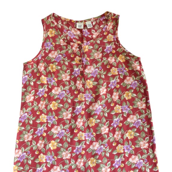 Vintage GAP Floral Linen Maxi Dress Red Sleeveless Size M - Etsy Vintage GAP Floral Linen Maxi Dress Red Sleeveless Size M - Etsy