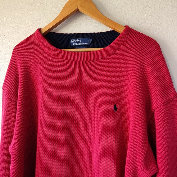 Polo by Ralph Lauren red cotton knit oversized sw… - image 2