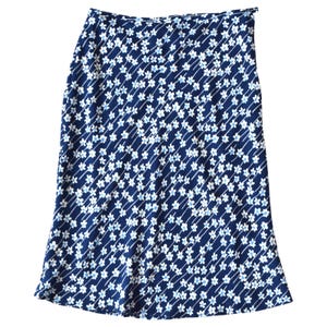 Vintage 90s Blue and White Floral Midi Skirt Size M/L