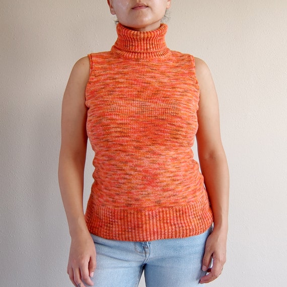 orange turtleneck sleeveless