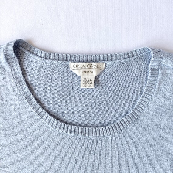 Vintage Style Pastel Blue Knit Sweater Vest - Siz… - image 3