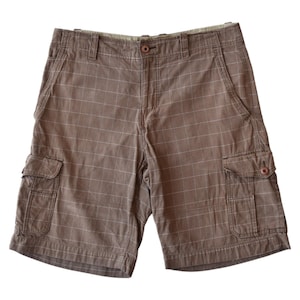 Y2K OP Ocean Pacific Brown Plaid Cargo Shorts Size 36