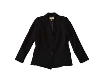 Vintage Talbots Petites Schwarze Wolle Blazer Jacke Gr. 8P