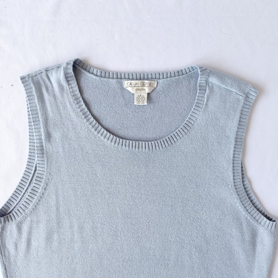 Vintage Style Pastel Blue Knit Sweater Vest - Siz… - image 2