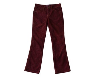 Y2K Gloria Vanderbilt Burgundy Corduroy Bootcut Pants Size 8