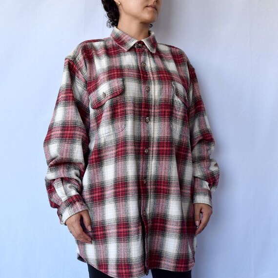 90s grunge tartan plaid flannel shirt shacket - image 7