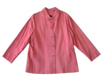 Vintage Valerie Stevens Pinke Wildlederjacke Echt Leder 90er Jahre Style Mantel