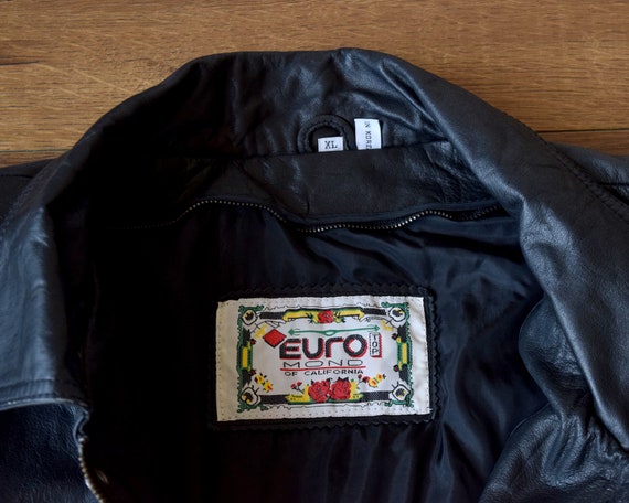 80s black leather jacket size xl - genuine leathe… - image 4