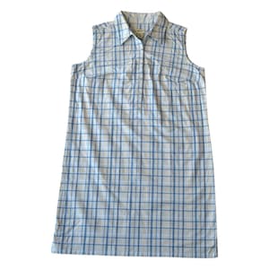 Vintage 90s Sleeveless Midi Dress in Light Blue Plaid Size Large