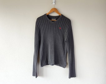 y2k abercrombie & fitch grauer v-Ausschnitt Pullover grösse Large