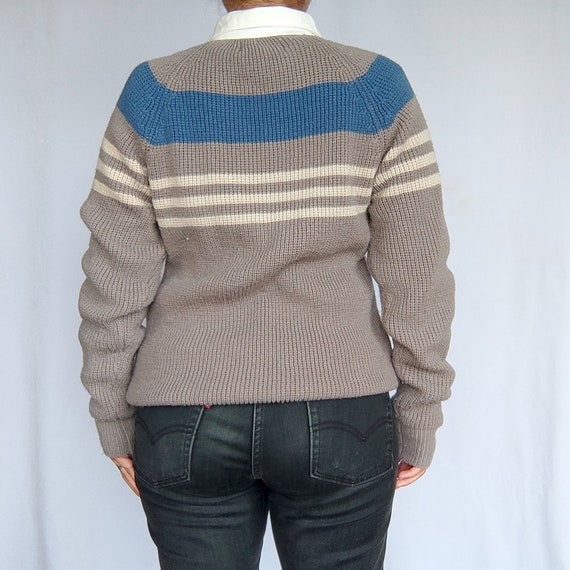 70s gray striped knit collared sweater size small - image 9