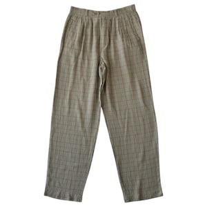 Vintage Gray and Red Pleated Plaid Pants Size 8 - Retro Tartan Trousers