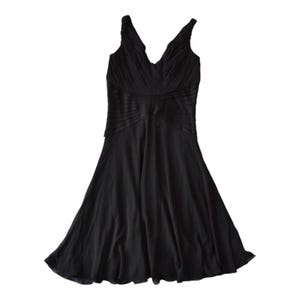 Elegant Tadashi Black Silk Chiffon Cocktail Dress, Sleeveless, Size 6