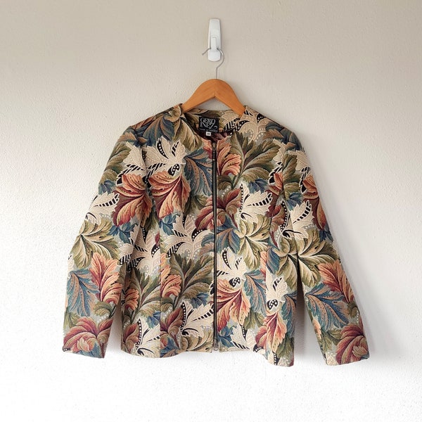 Boho Chic Vintage Botanical Tapestry Jacket - Made in Sweden by Gerd Inez