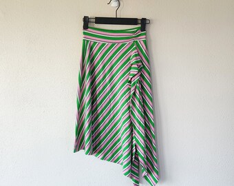 Vintage Y2K Striped Skirt: Colorful Asymmetrical Style for Retro Fashion Lovers