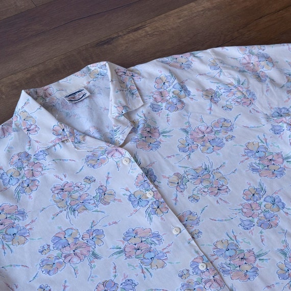 90s pastel floral shirt plus size - image 2