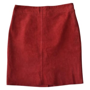 Vintage 90s Express Red Suede Leather Mini Skirt - Size 7/8