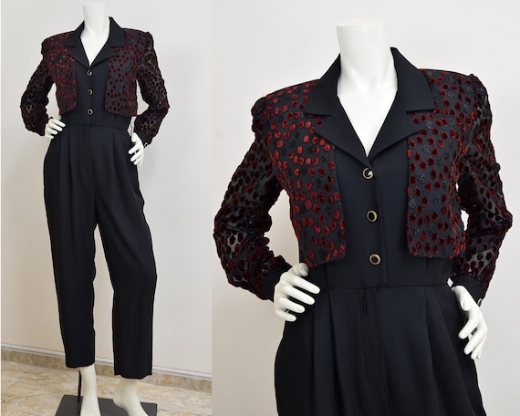 Vintage Black Formal Jumpsuit Petite