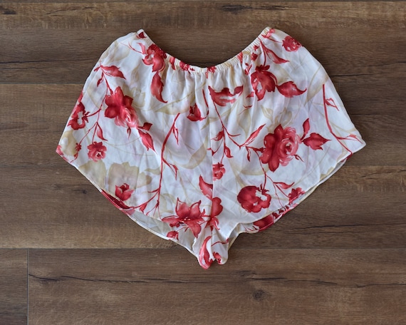 red floral chiffon sheer shorts - image 1