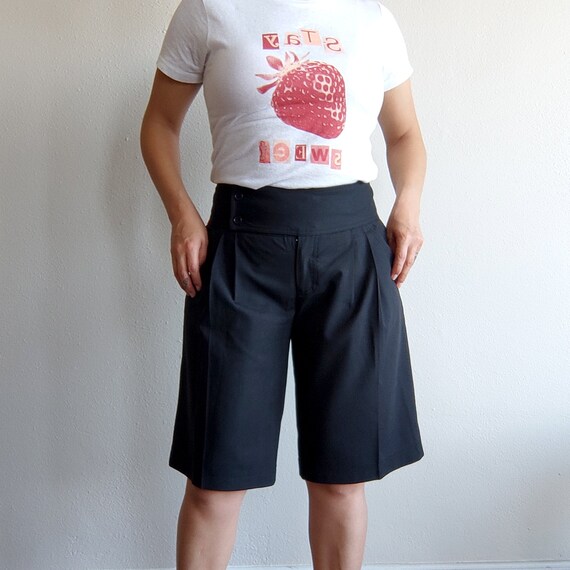 Y2K BCBG Black Knee Length Culottes Shorts - Retr… - image 2
