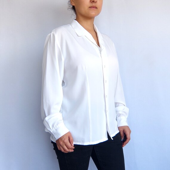 Vintage White Top - Long Sleeve Button Up Shirt - image 6