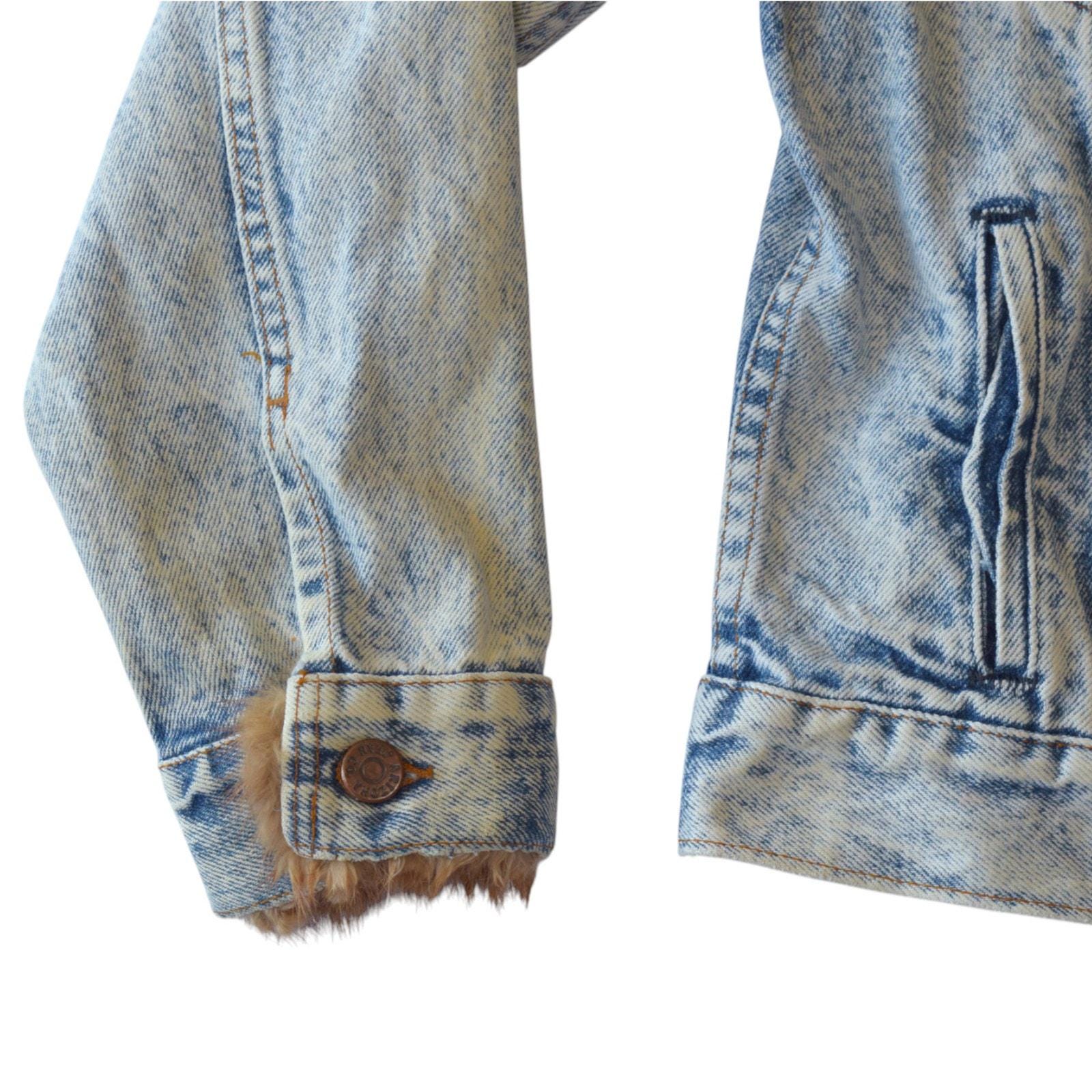 Vintage 90s Arizona Jean Co Denim Jacket With Faux Fur Cuffs Made