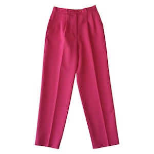 Vintage Hot Pink Pleated Trousers: 80s High Waisted Magenta Pants, Size 6