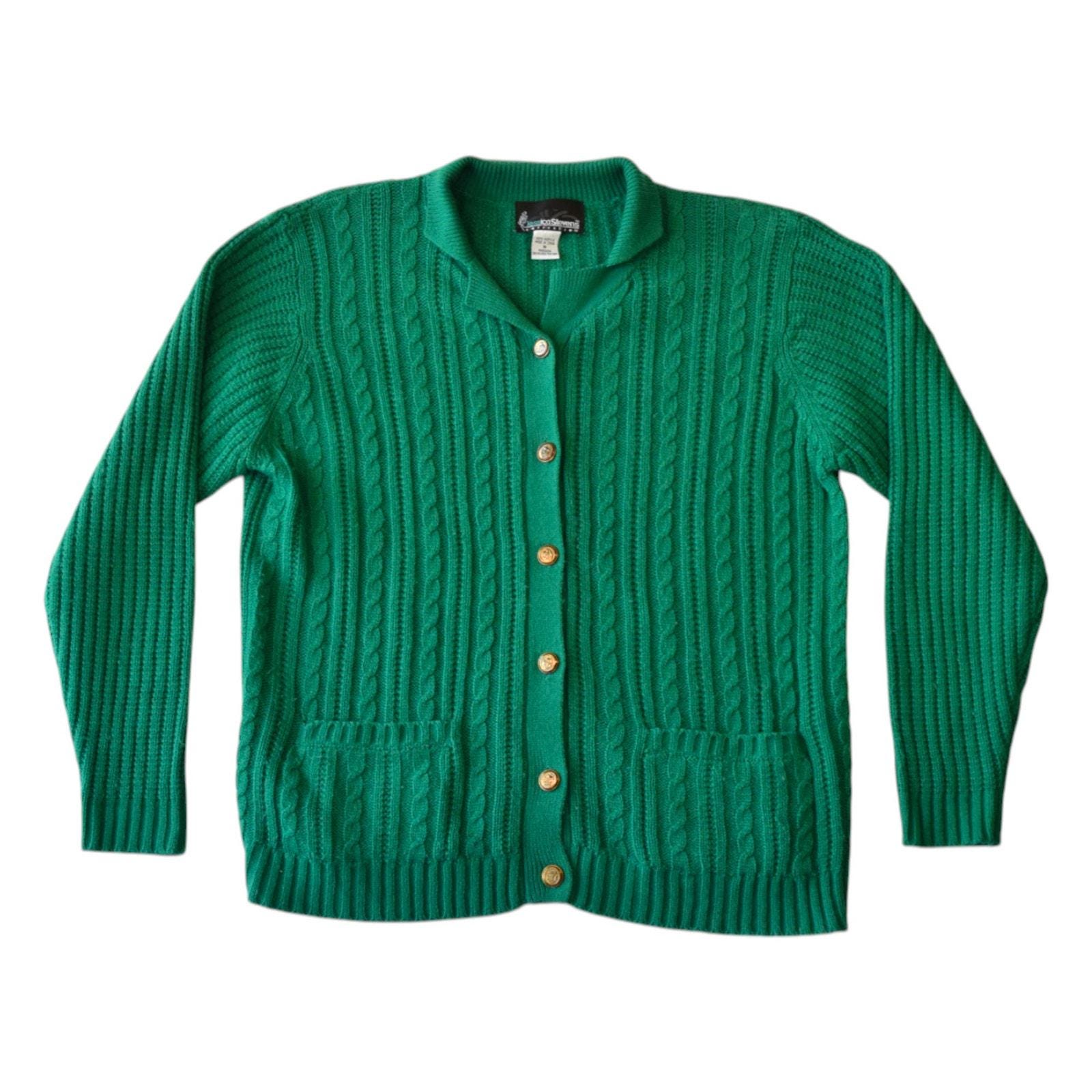 Womens 80s 90s Green Cardigan - Etsy