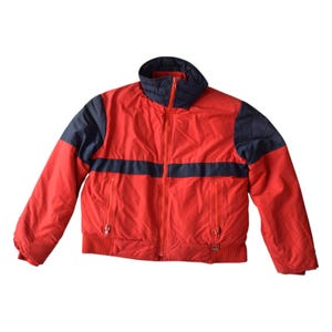Vintage Red Navy Blue Ski Jacket Men&#39;s Large Windbreaker