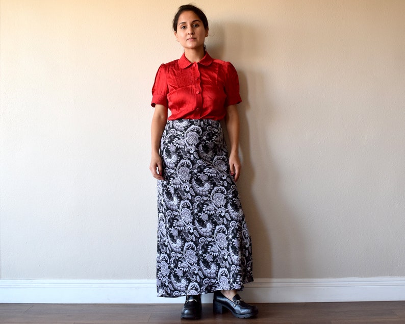 90s Paisley Skirt Chiffon Maxi Skirt Size Large
