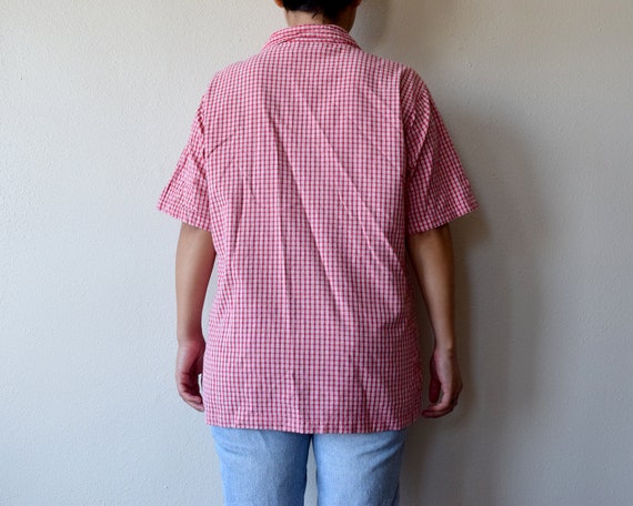 90s red plaid button down embroidered shirt - image 8