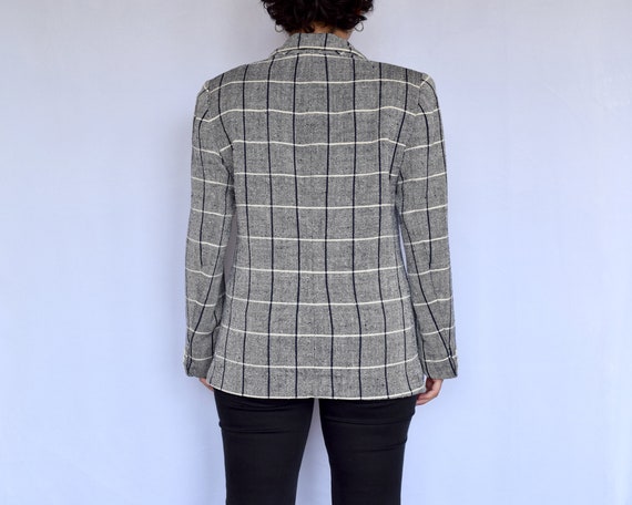 vintage carlisle 80s boxy plaid silk blazer size 8 - image 4