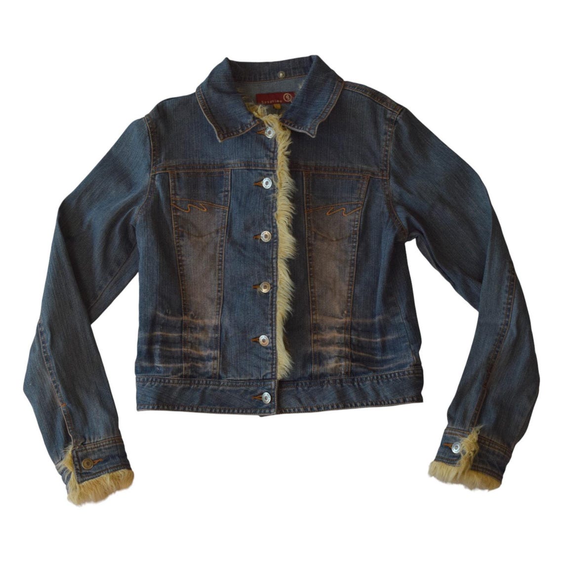Y2K Stonewashed Denim Trucker Jacket Size Medium, Foto 1 von 5
