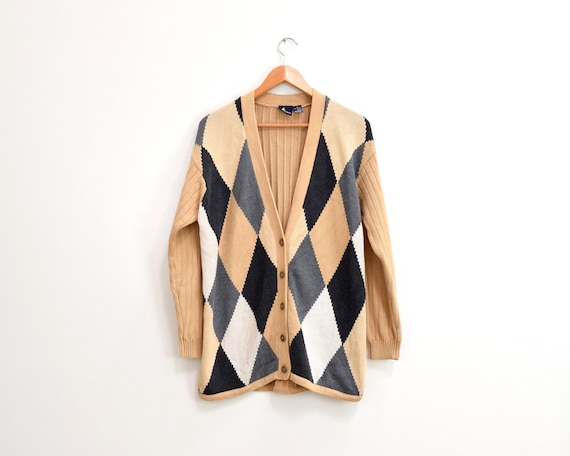 Lizsport Argyle Sweater Button Up Cardigan Unisex