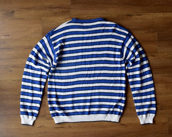 Vintage Fila Blue and White Striped Pullover Swea… - image 4