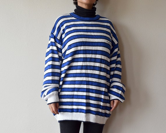 Vintage Fila Blue and White Striped Pullover Swea… - image 8