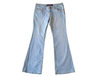Angels Y2K Light Wash Bootcut Jeans Butterfly Pockets Size 11 Juniors